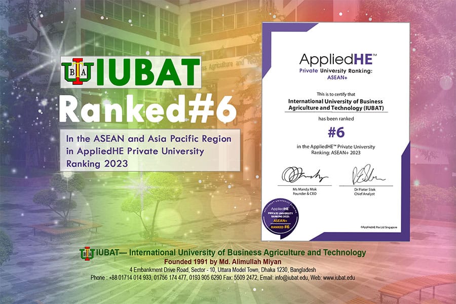 IUBAT Ranks 6th in the ASEAN and Asia Pacific Region in AppliedHE